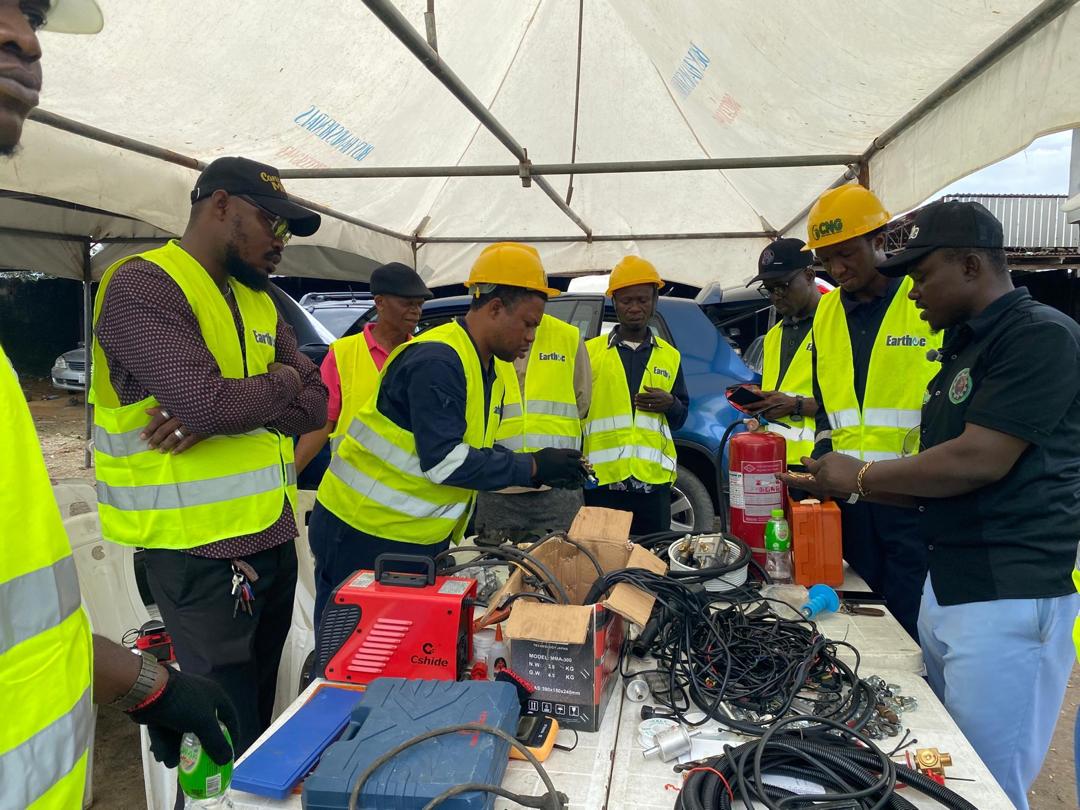 Earthoc trainees working with industrial equipment
